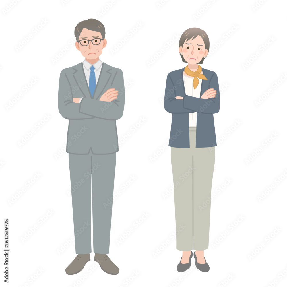 悩んでいる中年ビジネスマンの男女 悩んでいる中年ビジネスマンの男女