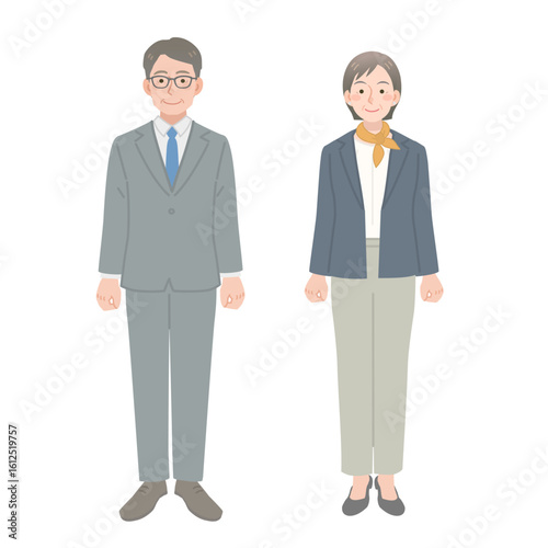 スーツを着た中年の男女