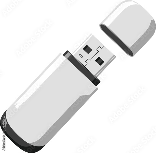 White usb flash drive vector illustration for data storage and transfer