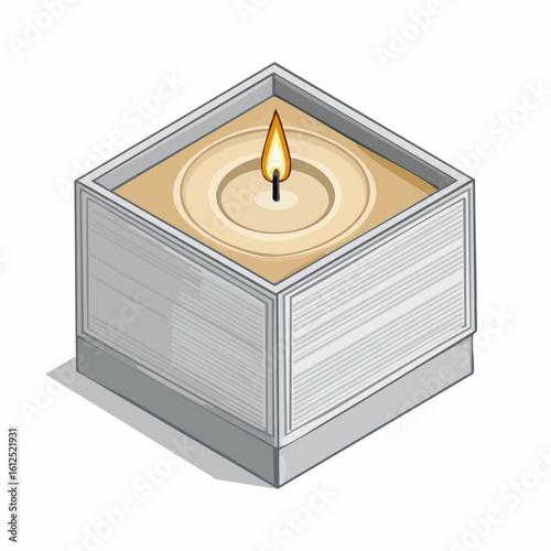 hexagonal candle box with rectangular panel window cutout 
