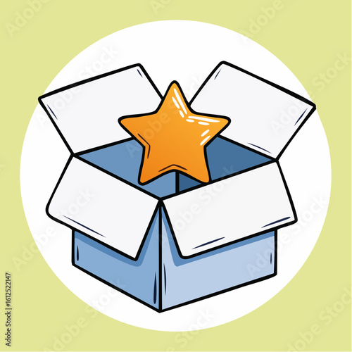 tuck-end folding box with star cut-out window, dieline svg on 1200x1200 px cmyk artboard at 300 dpi for retail or gift packaging