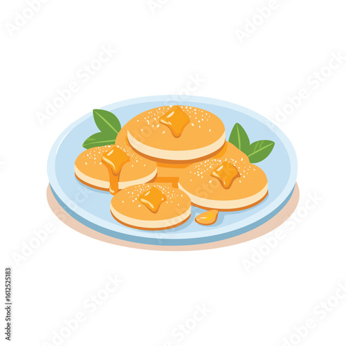 Flat vector A plate of honey-dipped zalabia