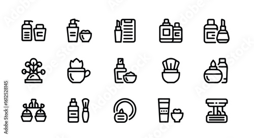 Line editable icon set of cosmetic and skincare product icons line icon set