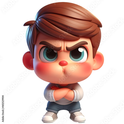 Angry little boy ,transparent background