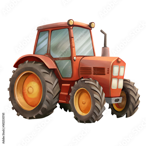 red tractor isolated