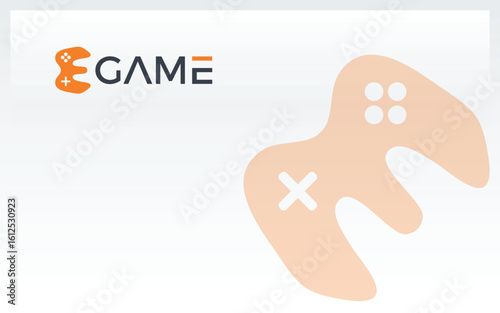 Letter E logo forms gaming symbols in orange color