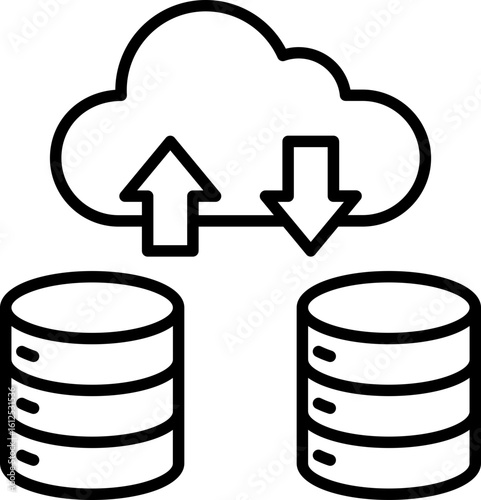 Black database migration icon - outline