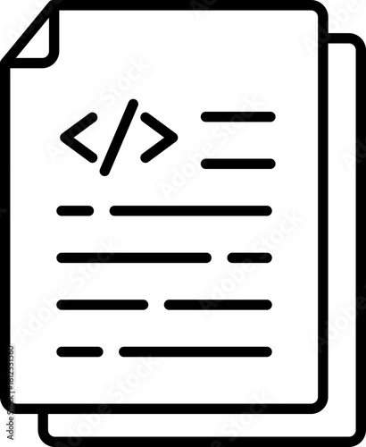 Black code documentation icon - outline