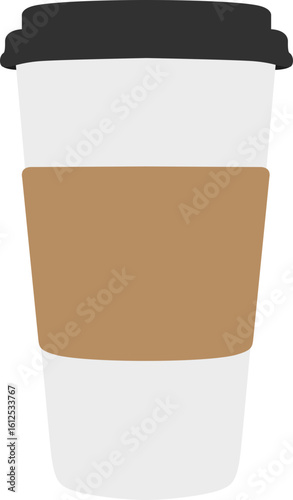 Illustration of Disposable Coffee Cup with Lid
