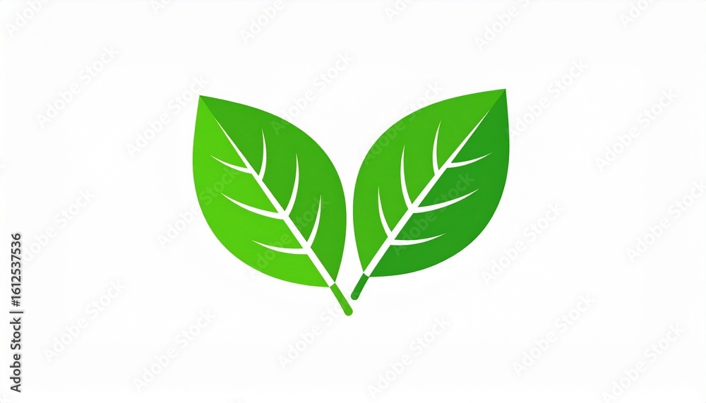 Eco-friendly leaf icon. Two stylized green leaves representing nature and freshness vector illustration. Organic growth and environmental symbol. Sustainability and natural sign. High quality. Eco-friendly leaf icon. Two stylized green leaves representing nature and freshness vector illustration. Organic growth and environmental symbol. Sustainability and natural sign. High quality.