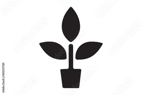 Silhouette pictogram icons set featuring various plant designs in pots for design and illustration purposes