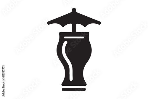 Cocktail Drink Silhouette Icon – Tropical Beverage with Straw and Citrus for Summer, Beach, and Bar Themes