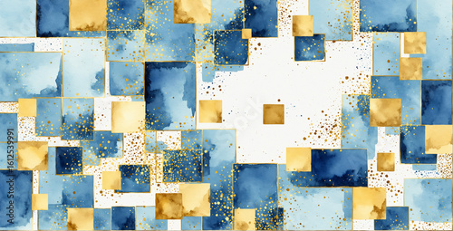 watercolor blue and gold ab...