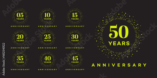 Milestone Celebration Vector Set 5, 10, 15, 20, 25, 30, 35, 40, 45, 50   Marketing and Branding