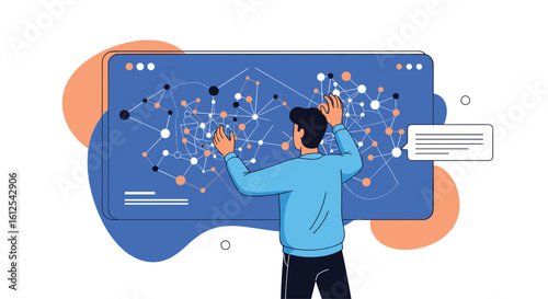 Visualizing complex data networks and analyzing intricate digital connections for strategic business intelligence and decision making processes