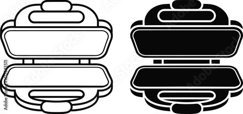 Open sandwich maker icon black and white vector illustration