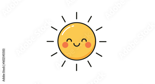 Bright and cheerful happy sun with beaming rays and rosy cheeks radiating warmth and positivity for a sunny day celebration or cheerful illustration
