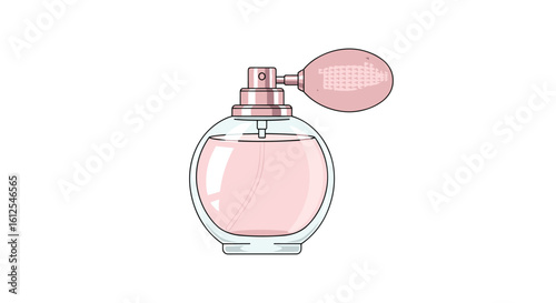 Elegant Vintage Pink Perfume Bottle With Atomizer and Bulb Dispenser Classic Fragrance Container Elegant Scent Bottle Sophisticated Perfumery Accessory for Beauty and Cosmetics