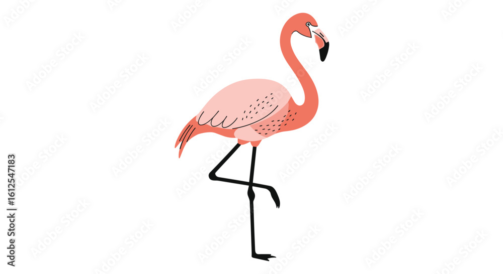 Fototapeta premium Exotic Pink Flamingo Standing Gracefully on One Leg During a Beautiful Summer Day