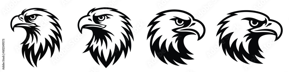 Obraz premium Powerful Eagle Heads Mascot Vector Illustration Majestic Bird Design for Sports Logos