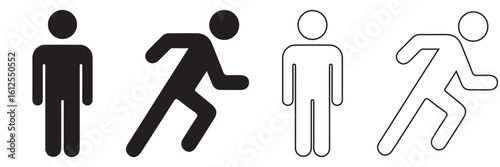 human person walking icon . isolated transparent people walk black outline and filled version of vector illustration	