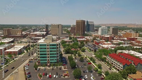 Aerial view of the boise idaho cityscape on a sunny day