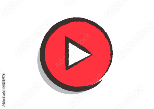 筆で描いた、アイコン「動画再生（動画制作、再生、誘導）」, A brush-drawn icon, "Video playback (video production, playback, guidance)"