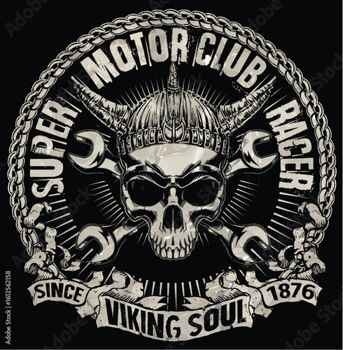 Tee skull motorcycle graphic design