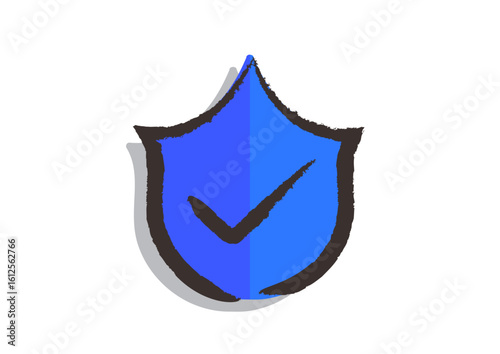 筆で描いた、アイコン「シールド（ウイルス対策、防御、盾、守る）」, A brush-drawn icon "Shield (antivirus, defense, shield, protect)"