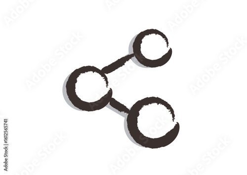 筆で描いた、アイコン「共有（データ、情報、社内、連絡）」, A brush-drawn icon "Sharing (data, information, internal, contact)"