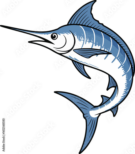 Blue Marlin crayon chalk style transparent png vector