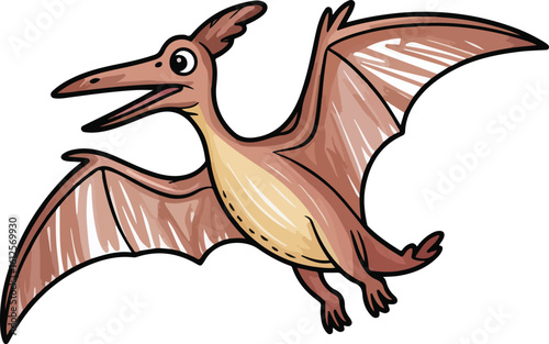 pterodactyl soaring in the sky crayon chalk style transparent png vector