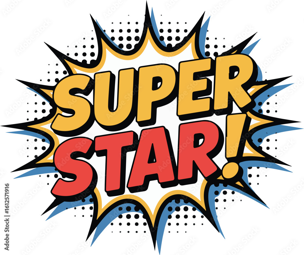 Obraz premium Superstar words in a comic book style transparent png vector