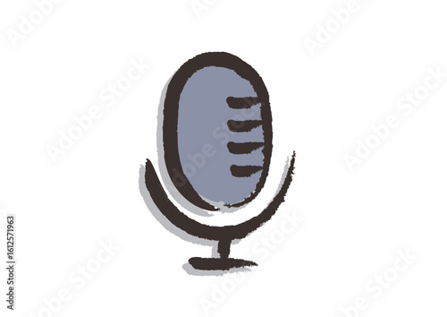筆で描いた、アイコン「マイク(mic、声、ボーカル、マイクロホン)」, A brush-drawn icon of a microphone (voice, vocals, microphone)