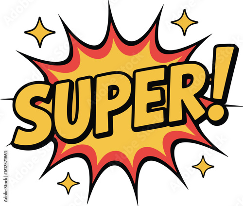 the word SUPER! in a comic-book style transparent png vector
