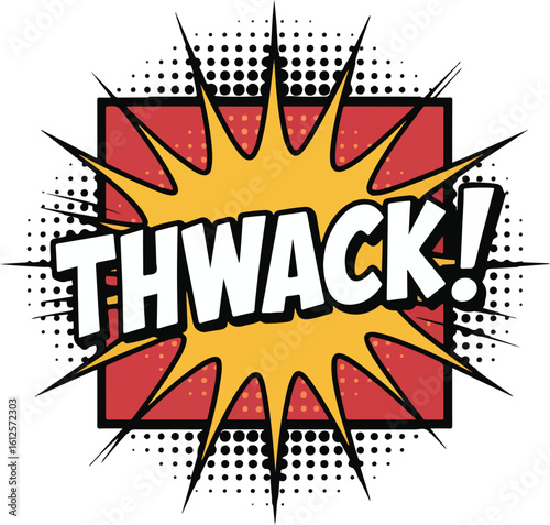 A dynamic comic book style illustration featuring the word THWACK! transparent png vector