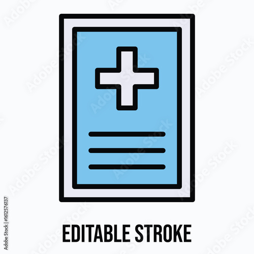 Hospital Signboard, Medical Icon Sign Vector Icon, Isolated Vector Lineal Color Style Icon, Editable Stroke.