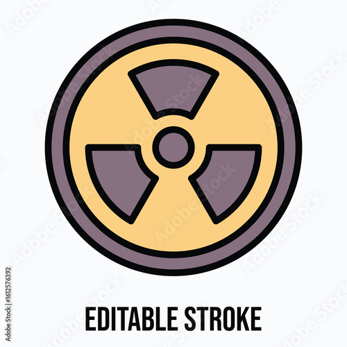 Radiation Sign Vector Icon, Isolated Vector Lineal Color Style Icon, Editable Stroke.