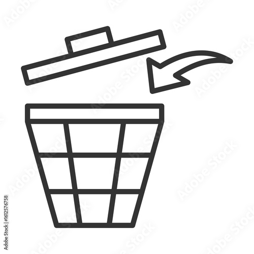 Dustbin Icon Outline Style. Vector Illustration Design
