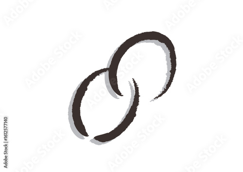 筆で描いた、アイコン「リンク（チェーン、繋がり、関係）」, A brush-drawn icon of "link (chain, connection, relationship)"
