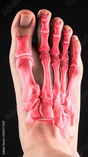 Human foot bones highlighted