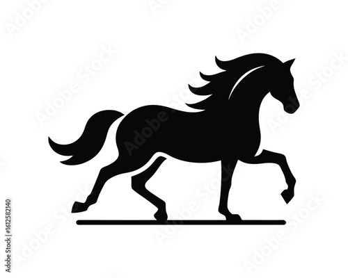 Elegant Horse Silhouette Trotting Gracefully in Vector Art