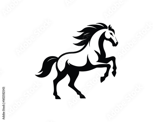Stallion Prancing Heraldic Vector Silhouette Illustration