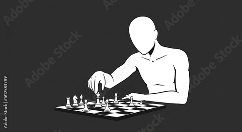 Minimalist Chess Strategy Illustration