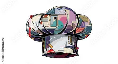 Chef's Hat Design Showcase, Graphic Illustration in Creative Studio Environment