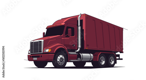 Action Event of a Dump Truck Delivering Materials at Construction Site in Urban Environment - Illustration