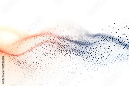 Abstract Digital Flow: A captivating display of interconnected data points in shades of red and blue, illustrating concepts of connectivity, information, and technological progress.