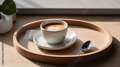 Wallpaper Mural Espresso Cup Mockup on Wooden Tray with Spoon Torontodigital.ca