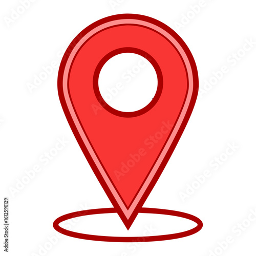 Location Pin Icon: A sleek, stylized red location pin icon, perfectly illustrating a point of interest or geographical location, rendered in a clean, graphic style.
