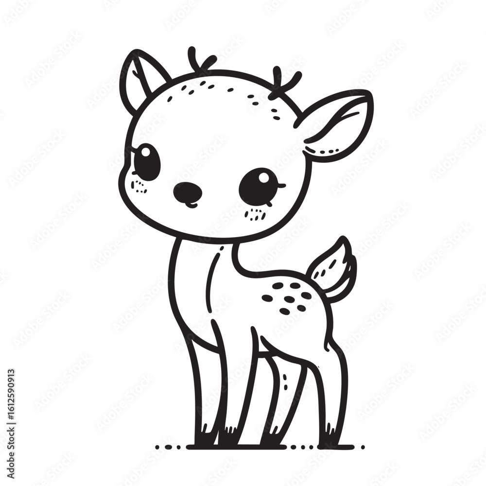 Naklejka premium cute cartoon fawn isolated on transparent background
